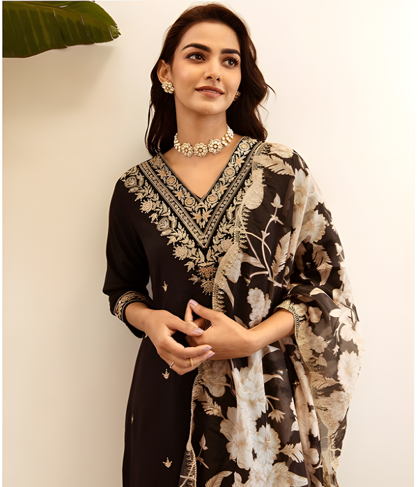 Indo Era Ethnic Motifs Embroidered Regular Thread Work Kurta with Salwar & Dupatta